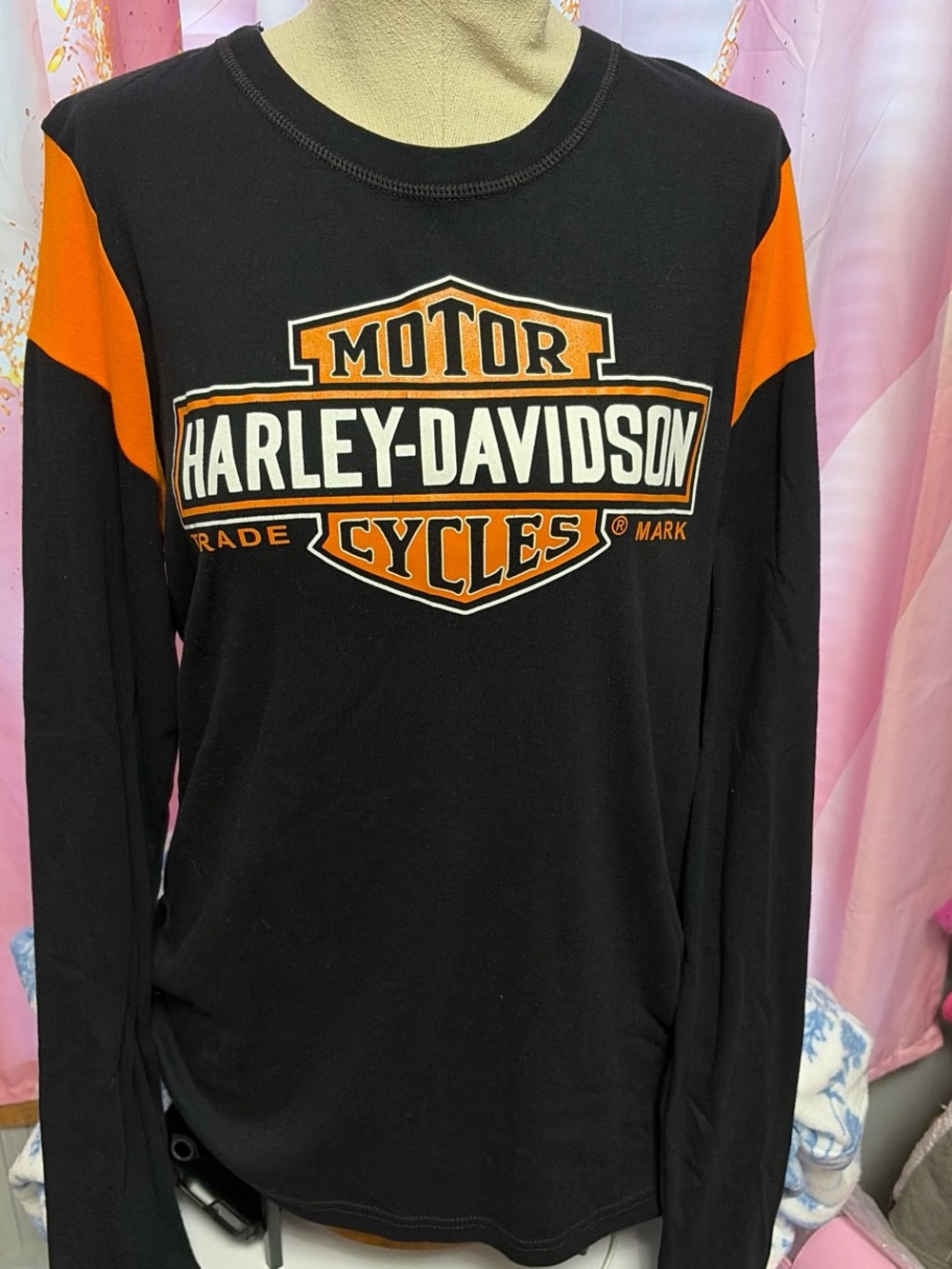 Harley-Davidson Black with Orange Script Logo Tee